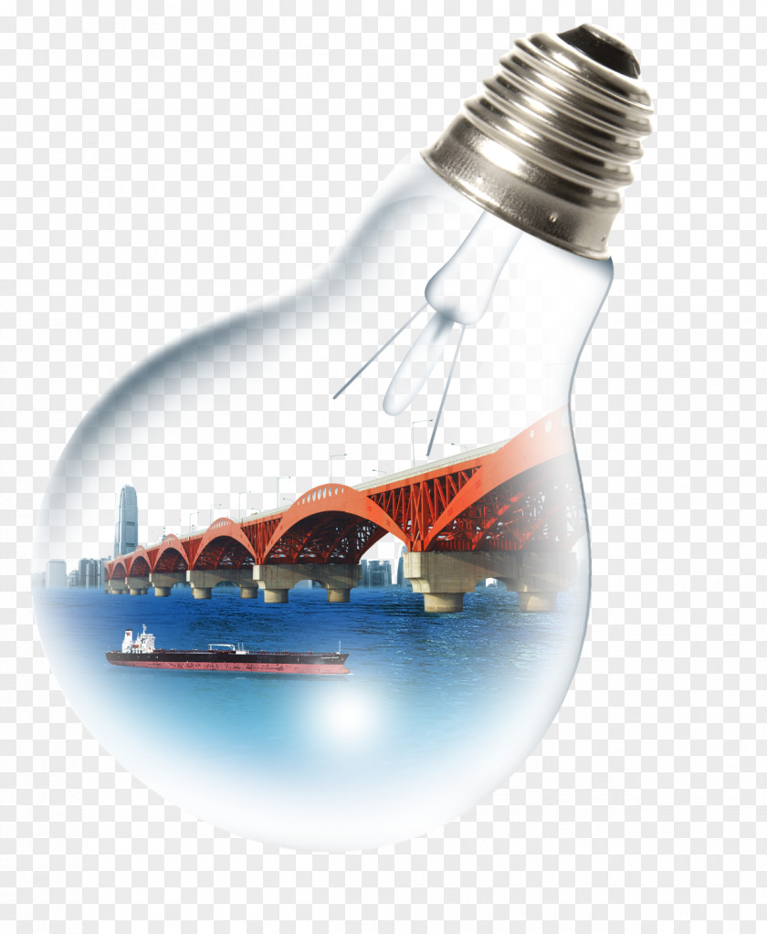 Light Bulb In The Bridge Energy Saving Advertising Poster Conservation Environmental Protection PNG