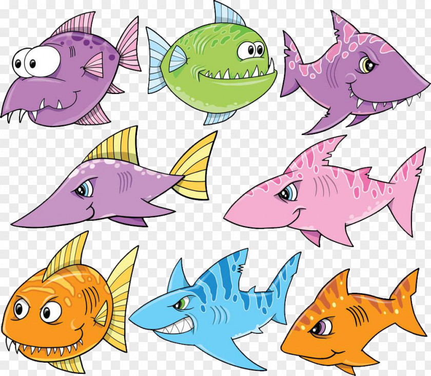 Painted Cartoon Shark Sets Of Plans Photography Euclidean Vector Illustration PNG