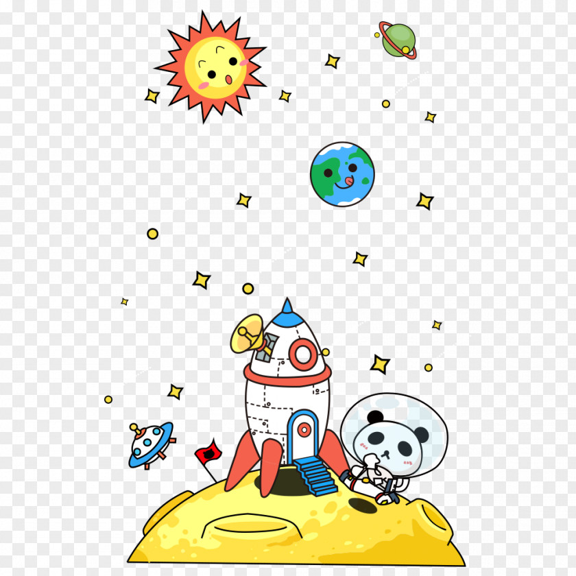 Panda Earth Outer Space Cartoon PNG