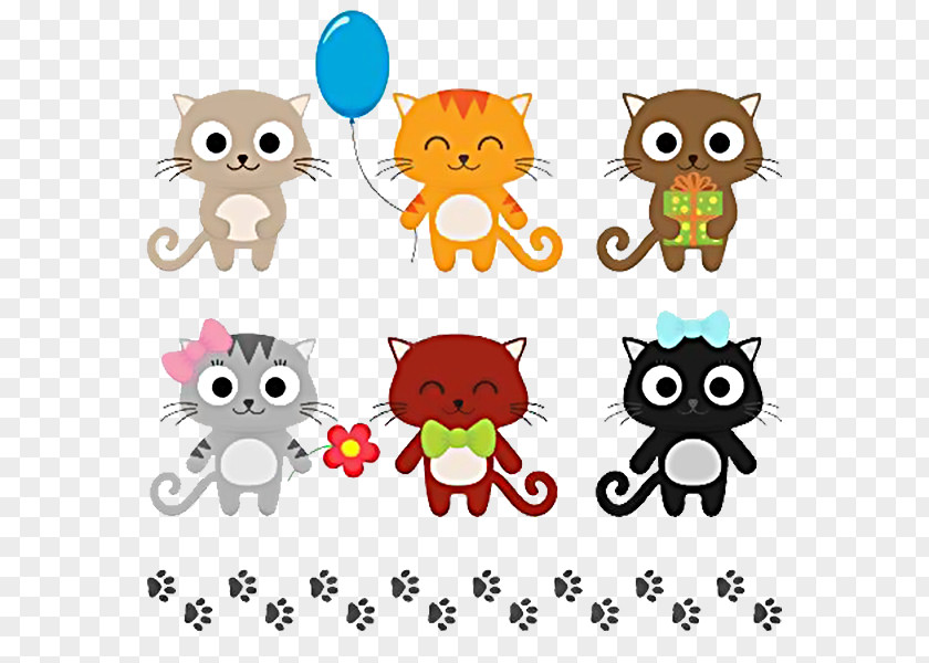 Six Little Cartoon Kittens Kitten Cat Clip Art PNG
