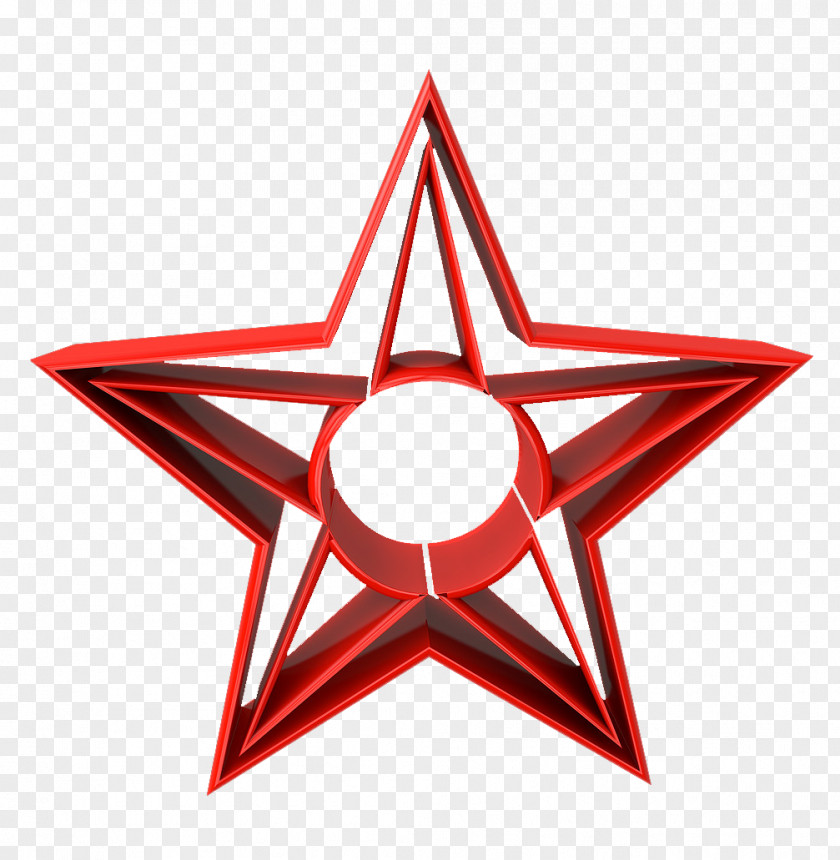 3D Red Five-pointed Star Material PNG
