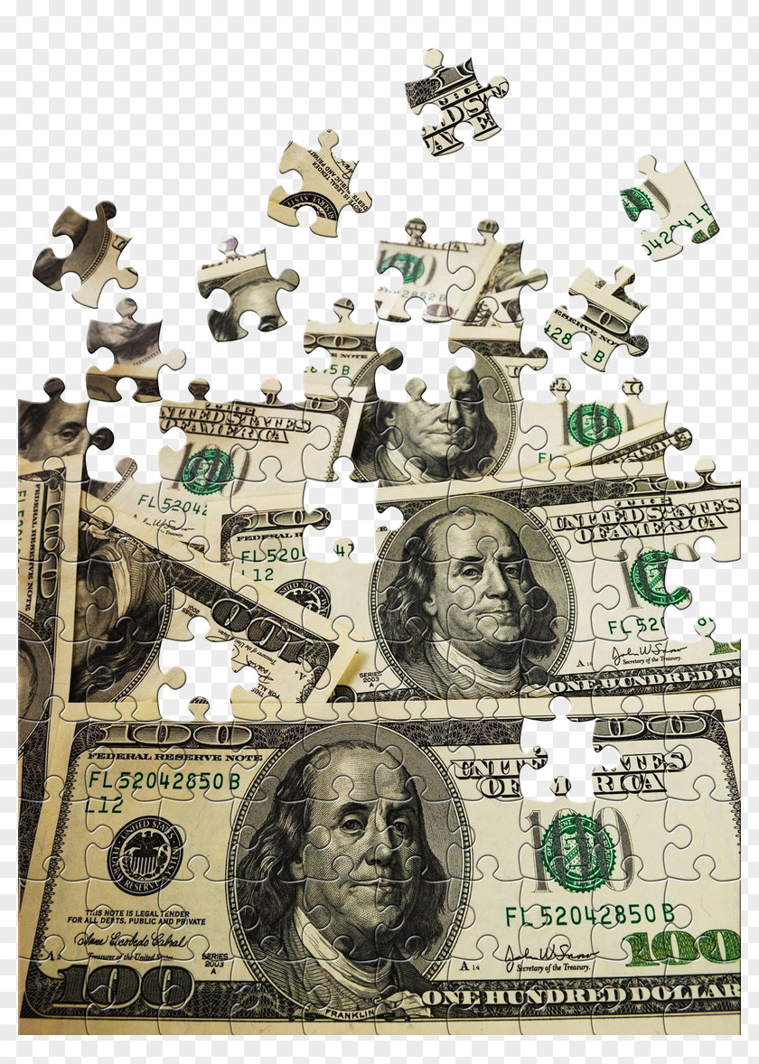 Dollar Bill Puzzle United States One Hundred-dollar One-dollar Banknote Money PNG