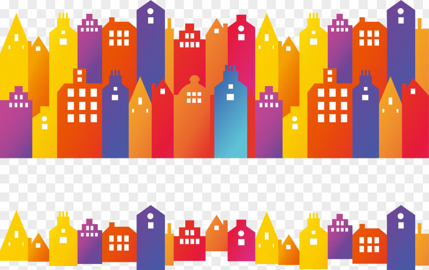 Hand-painted Colorful High-rise Buildings Business Card CorelDRAW PNG