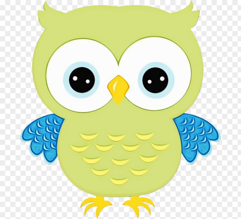 Turquoise Bird Of Prey Owl Green Yellow Cartoon PNG