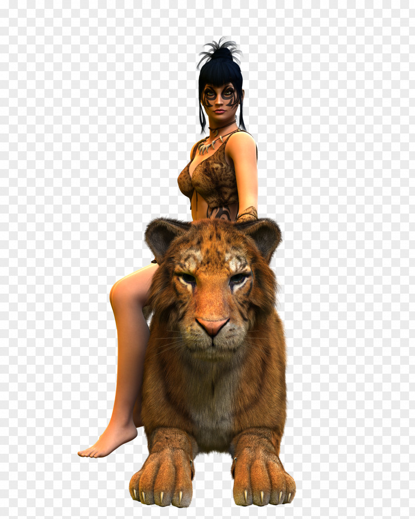 Beauty And The Beast Tiger Lion Woman PNG
