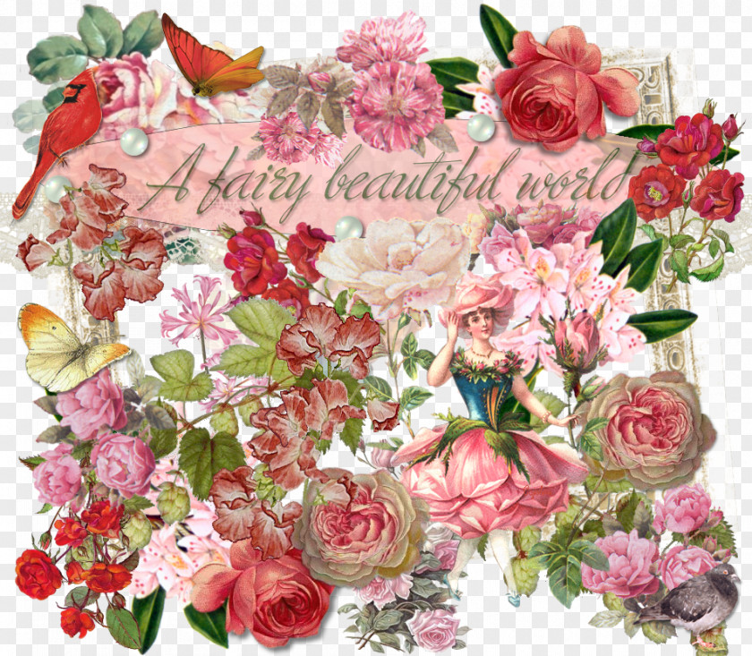 Pink Fairy Garden Roses Cabbage Rose Cut Flowers Floral Design PNG