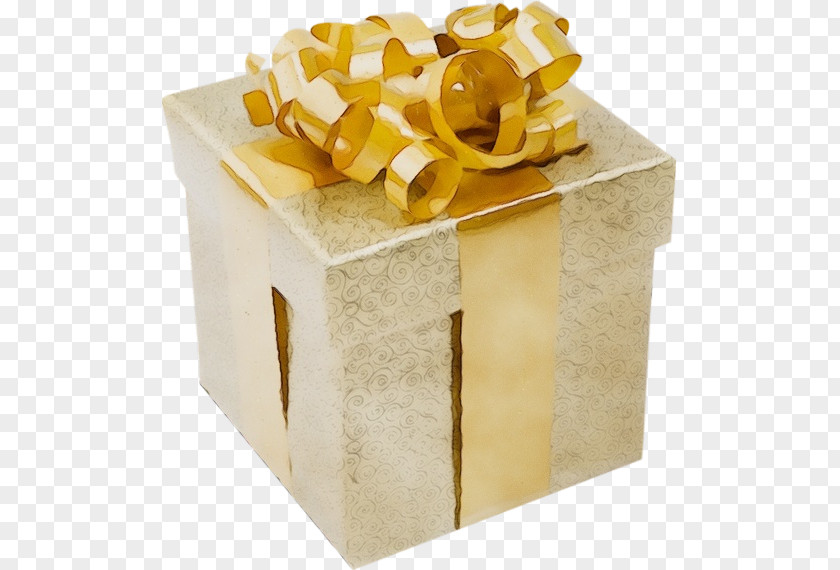 Present Yellow Gift Wrapping Box Ribbon PNG