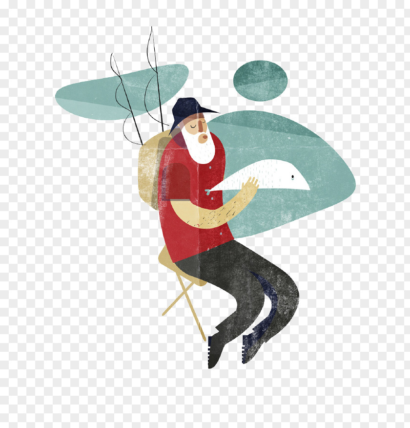 Fishing Grandfather Illustration PNG