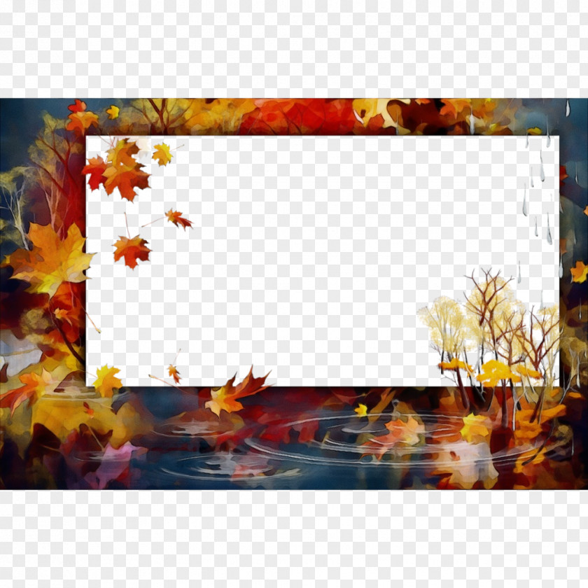 Maple Wildflower Watercolor Background Autumn Frame PNG