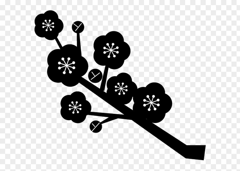 Plum Blossom Black And White Clip Art PNG