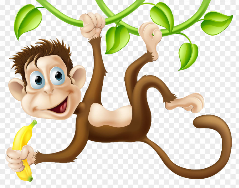 Vines Of Small Monkeys Chimpanzee Monkey Cartoon Clip Art PNG