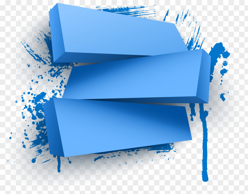 Hand Painted Blue Box Web Banner 3D Computer Graphics PNG