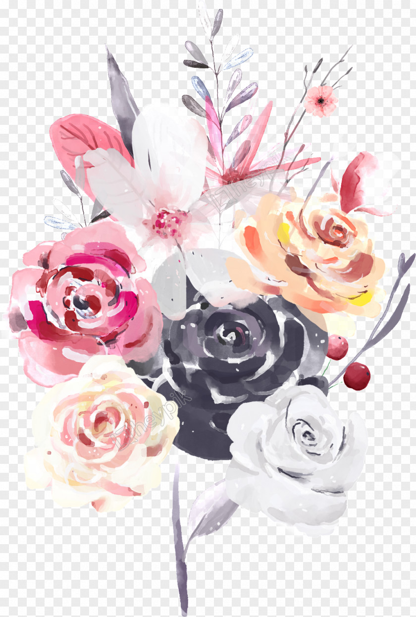 Ramadan Com Watercolor Garden Roses Floral Design Flower Bouquet Cut Flowers PNG