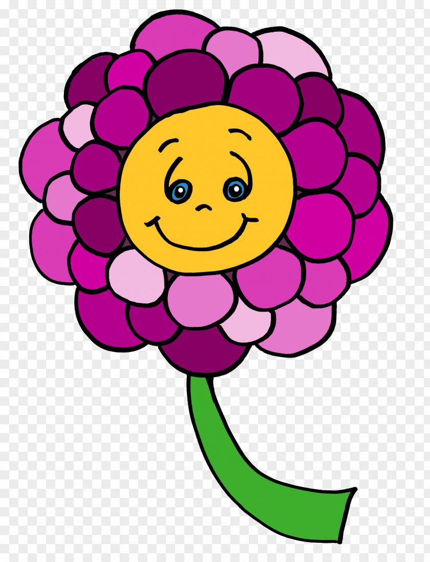Mother's Day Smiley Cut Flowers Yellow Purple PNG