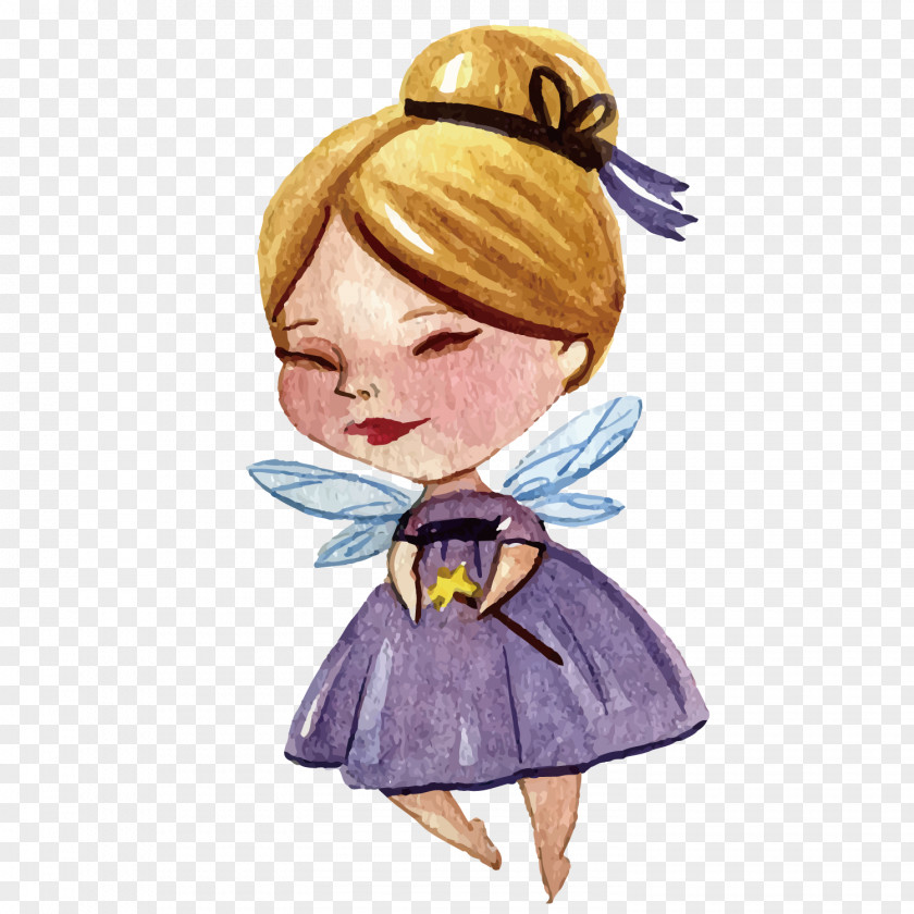 Vector Fat Fairy Tale Wand Watercolor Painting PNG