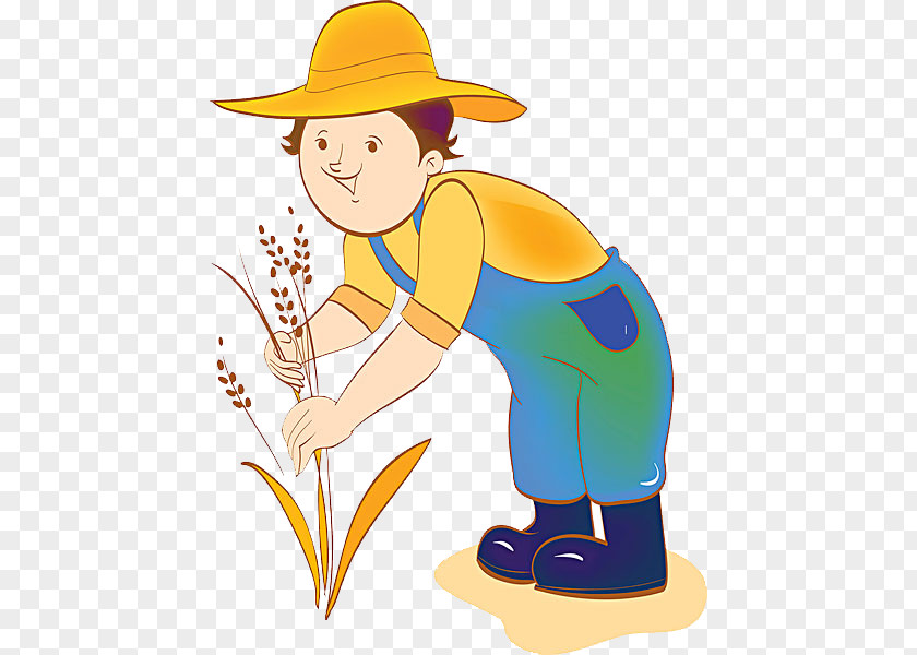 A Man Transplanting Rice Seedlings Illustration PNG