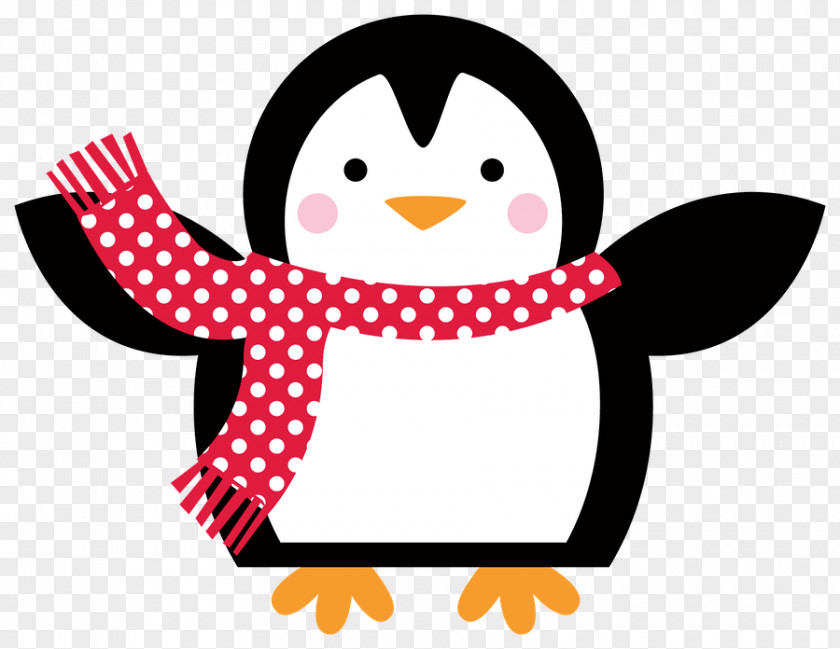 Polka Dot Cartoon Christmas Penguin Drawing PNG