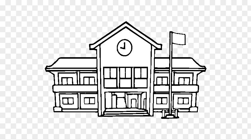 Rectangle Plan School Building Cartoon PNG