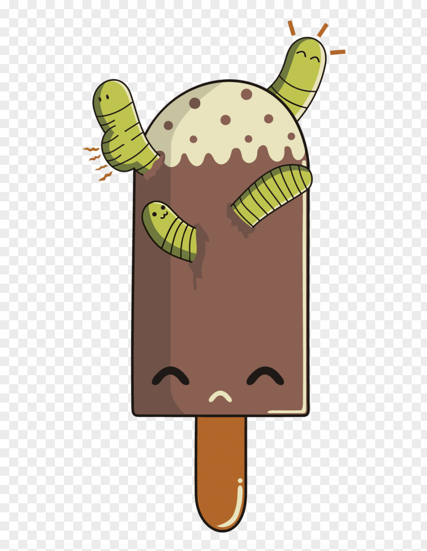 Vector Caterpillar And Ice Cubes Cream Ball Worm Cone PNG