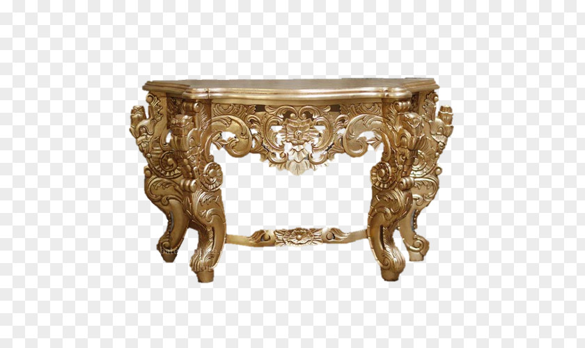 Exquisite Carving. Table Gold Leaf Furniture Wood PNG