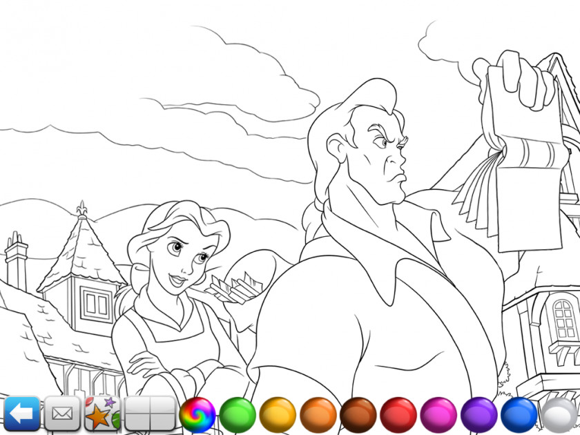 Ipad Coloring Pages Beauty And The Beast Belle Book PNG
