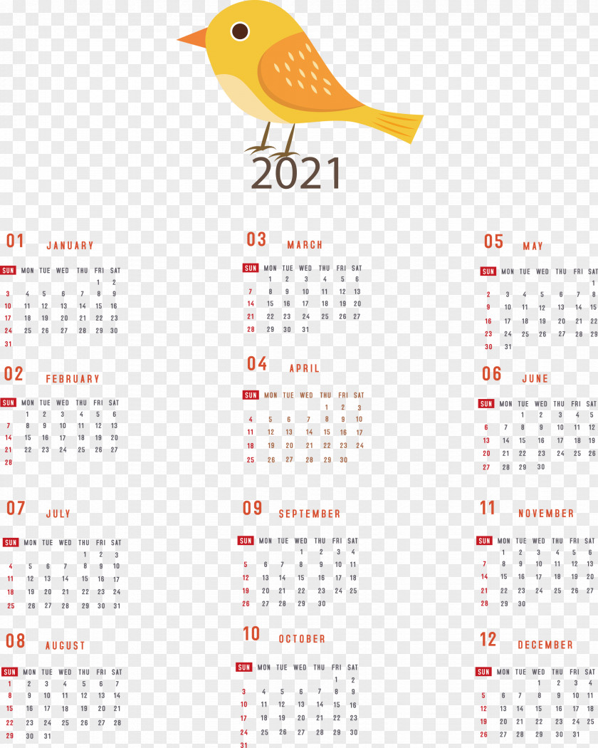 Printable 2021 Yearly Calendar PNG