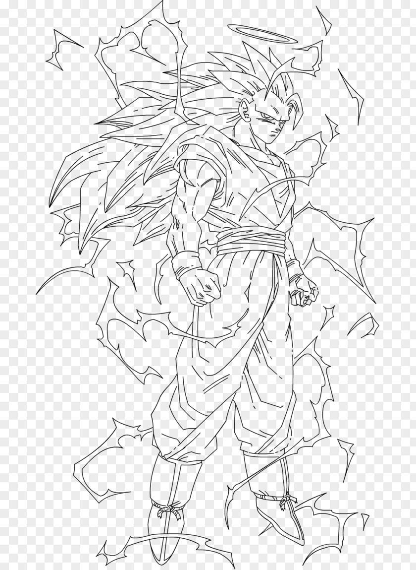 Goku Gohan Majin Buu Vegeta Line Art PNG