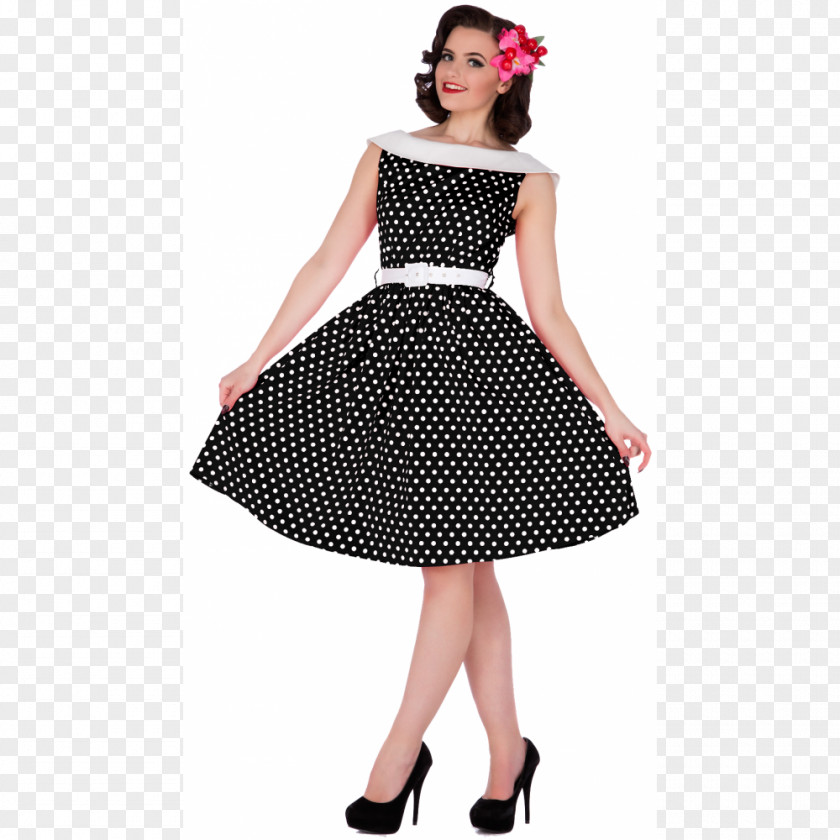 Dress 1950s Polka Dot Poodle Skirt Costume PNG