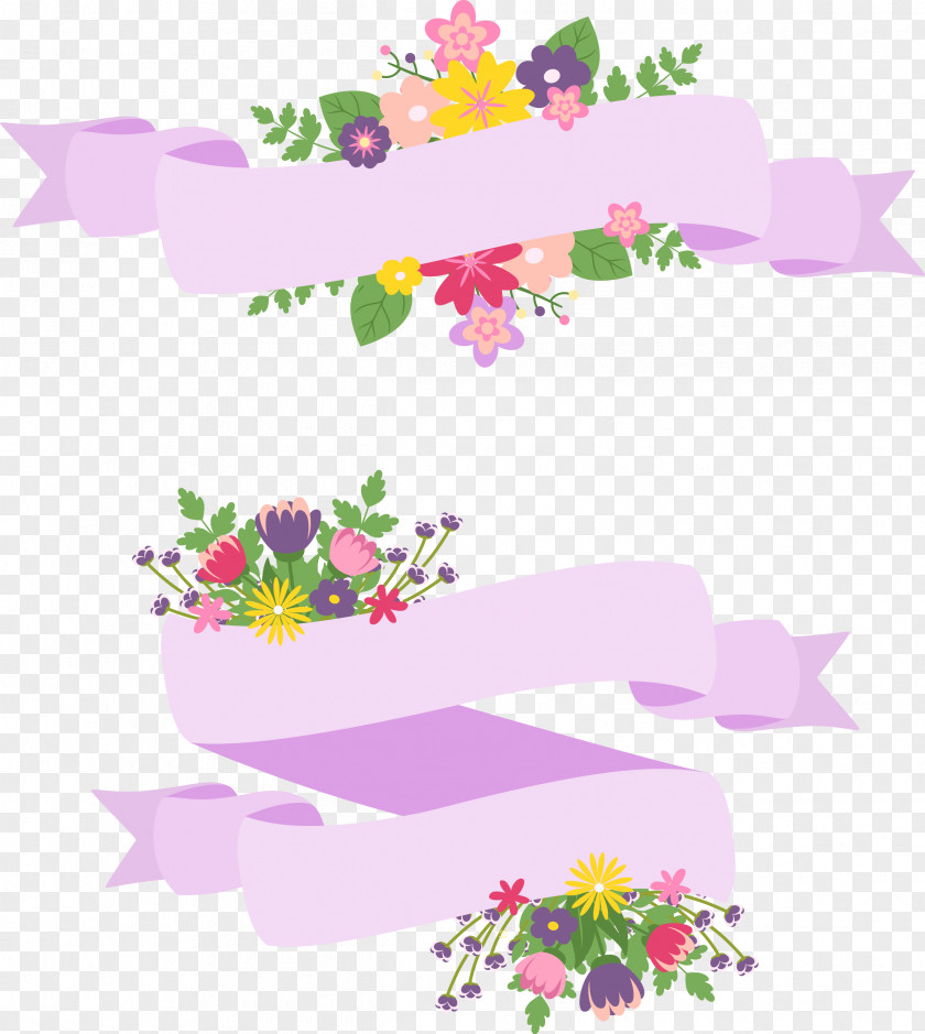 Vector Hand-painted Cartoon Flower Label PNG