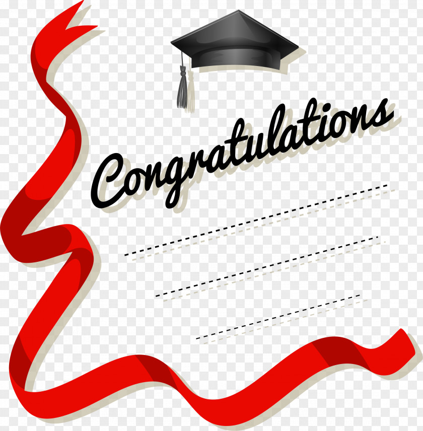 Red Ribbon Graduation Message Card Greeting Download Stock Photography PNG