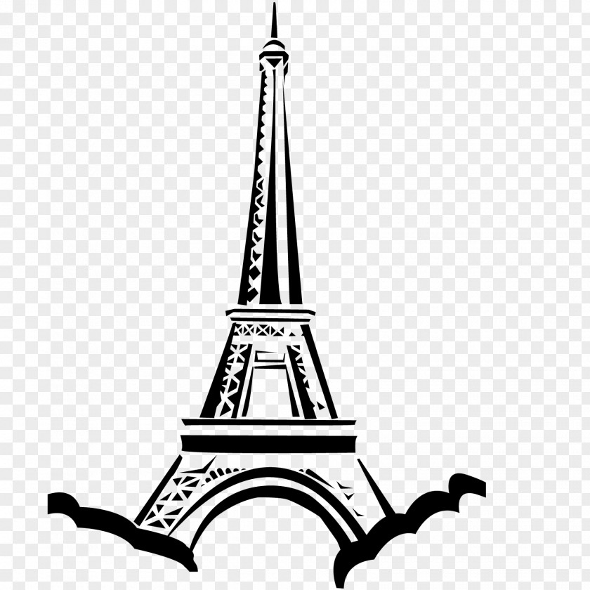 Blackandwhite Architecture Eiffel Tower Drawing PNG