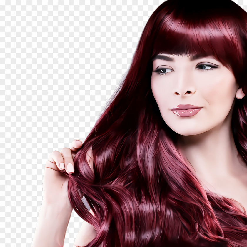 Layered Hair Lip Face Hairstyle Coloring Long PNG