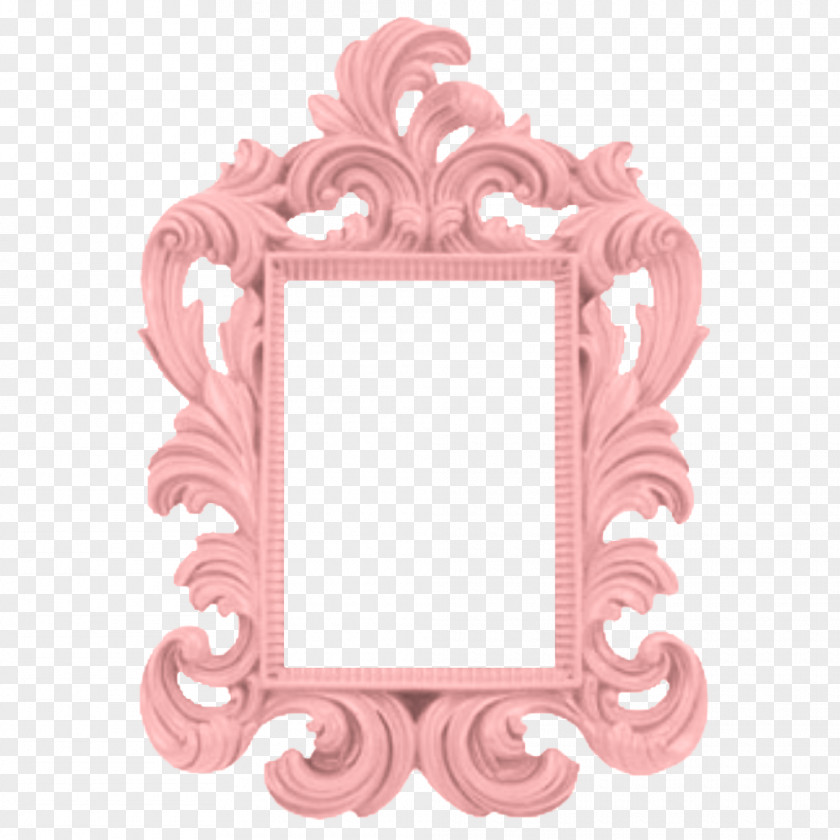Pink Border Picture Frames Baroque Paint Mirror Wall PNG