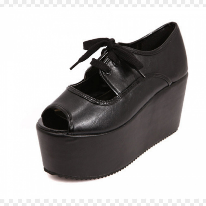 Platform Shoes Leather Shoe Walking Black M PNG