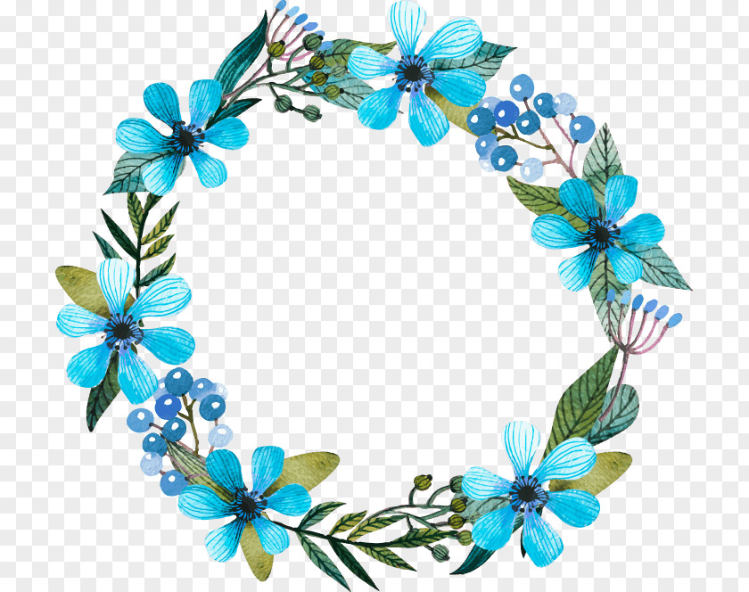 Flower Floral Design Wreath Blue Clip Art PNG