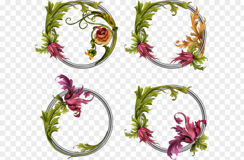 Glass Picture Frames Floral Design PNG