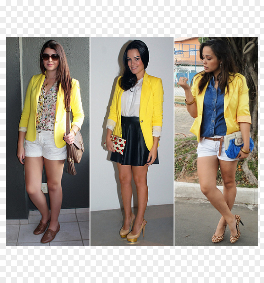 Button Blazer Yellow Fashion Shorts PNG