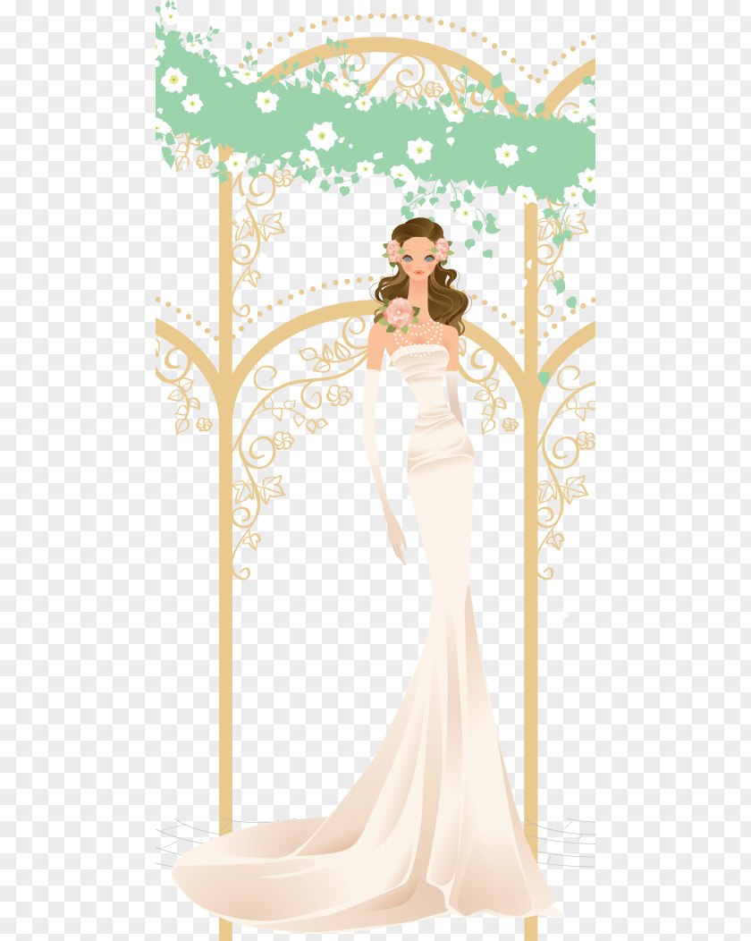 Elegant Wedding Bride Vector Material Contemporary Western Dress PNG