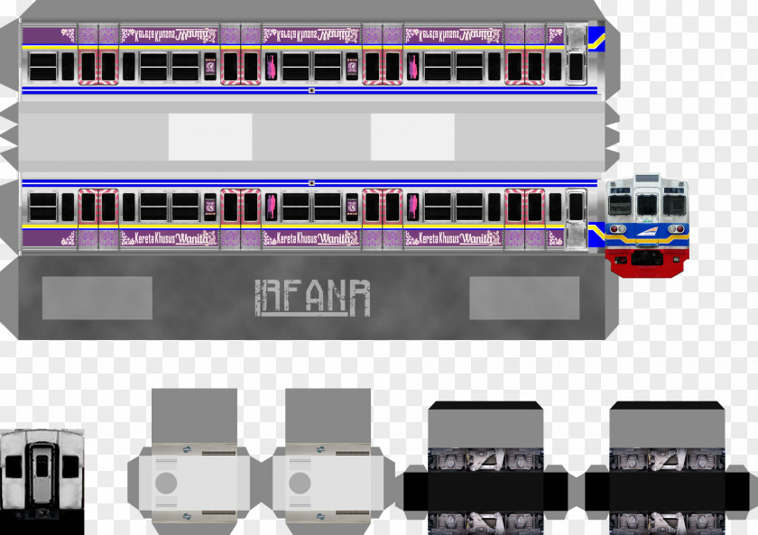 Train Kereta Commuter Indonesia Standard Paper Size Model PNG