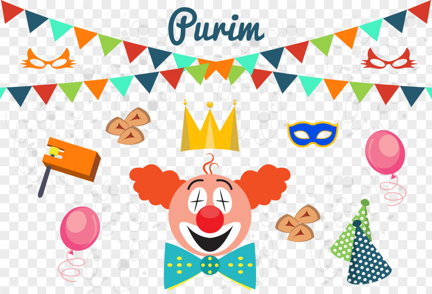 Vector Illustration Funny Clown Purim Shabbat PNG