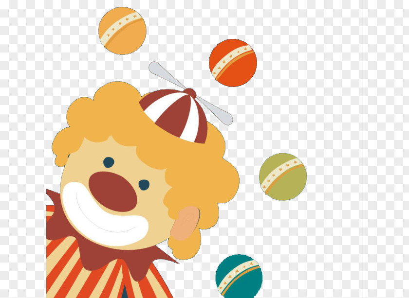 Cartoon Clown With Ball Performance PNG
