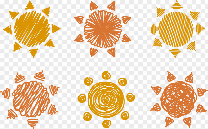 Hand-painted Summer Sun Drawing Euclidean Vector PNG