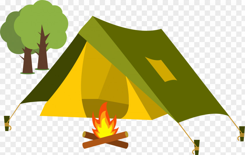 Set Up A Tent To Make Fire Cartoon Camping Clip Art PNG