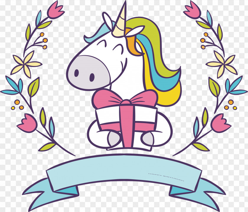 A Gift Unicorn Clip Art PNG