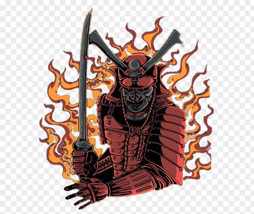 Flame Warrior Vector Samurai Euclidean PNG