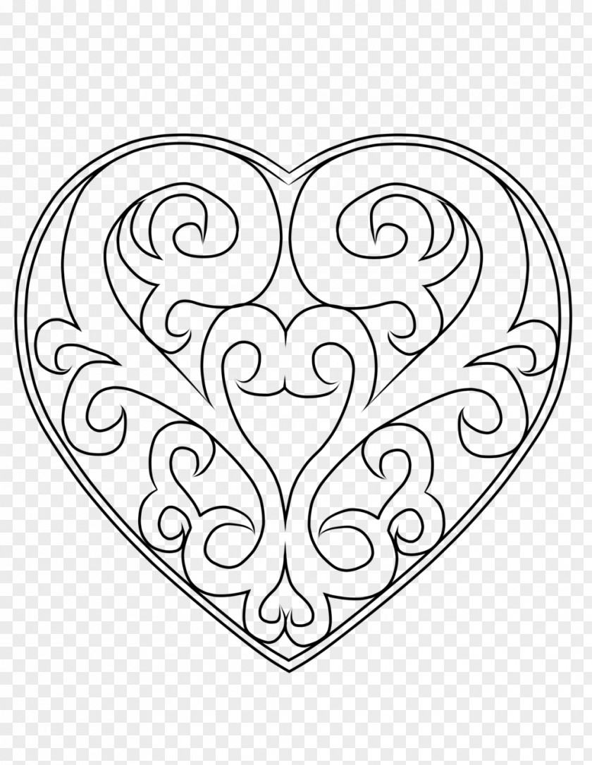 FILIGREE Heart Filigree Line Art Drawing Clip PNG