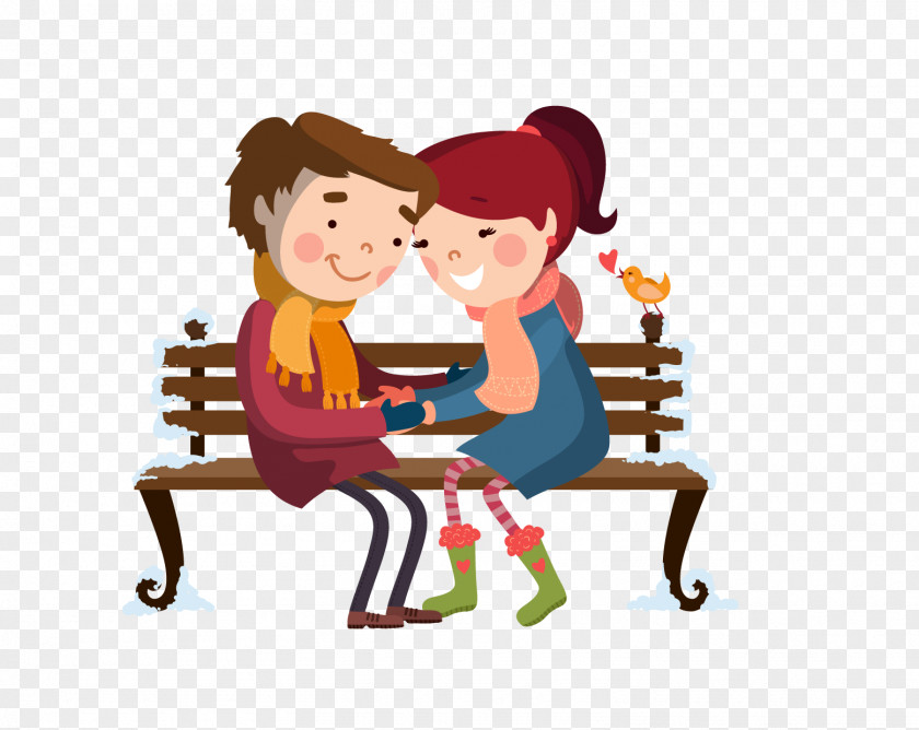 Bench Cartoon Couple PNG