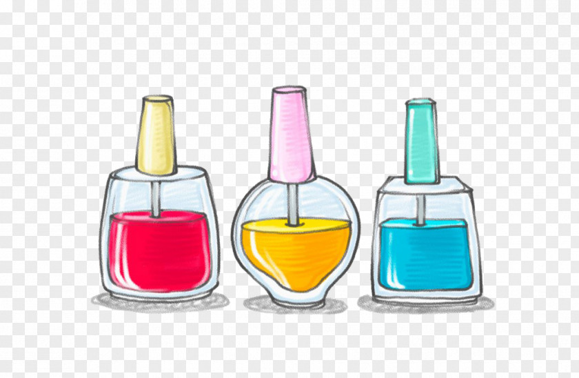 Hand Painted Colored Nail Polish Cosmetics PNG