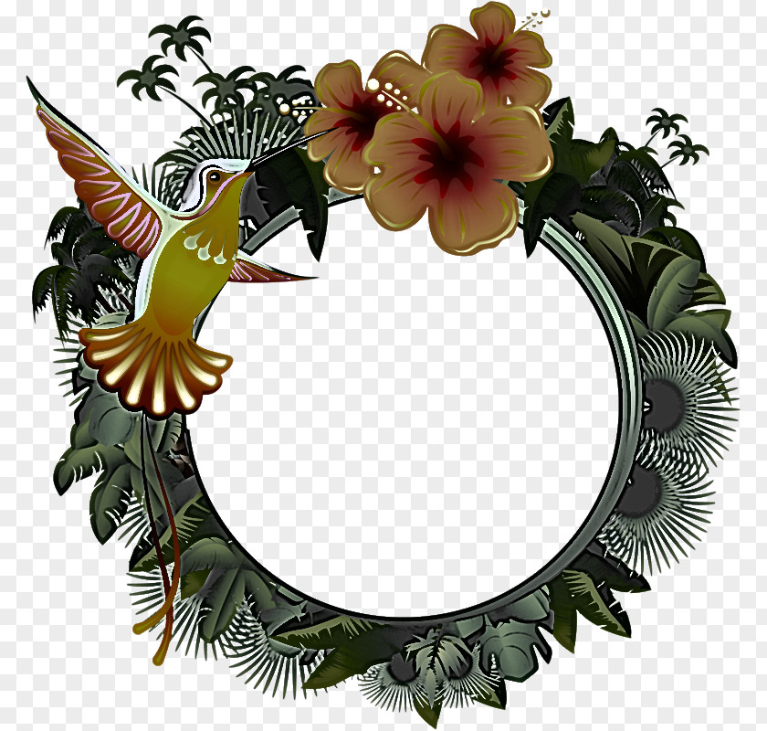 Perching Bird Flower Wreath PNG