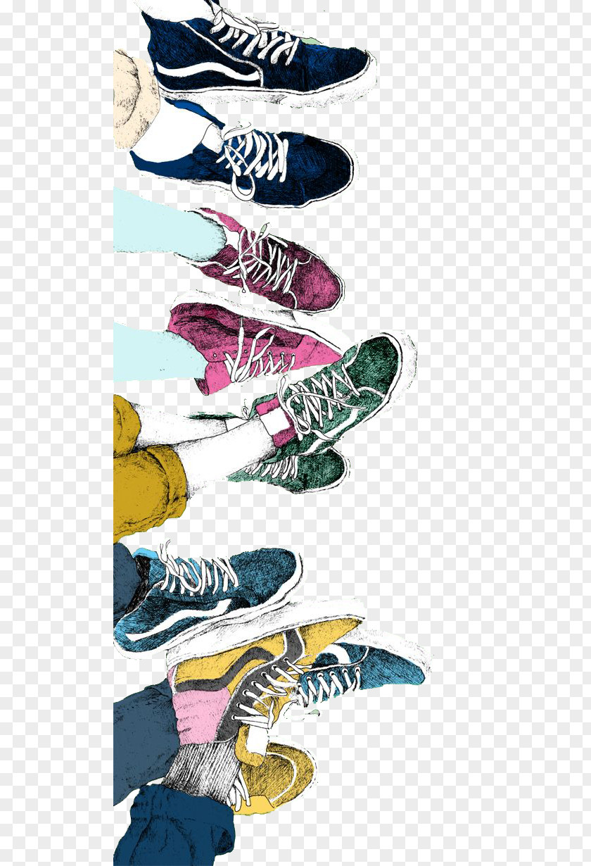 Painted Shoes Collection Drawing Illustrator Art Watercolor Painting Illustration PNG